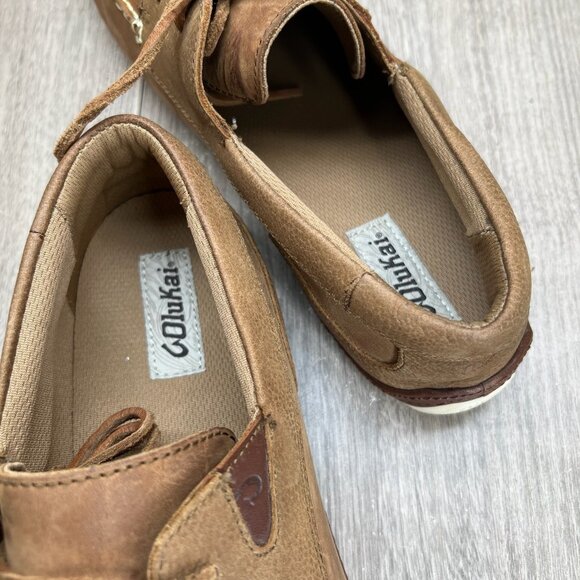 OluKai Mano Loafer Men 12 Slip On Flat Boat Shoe Casual Leather Brown 10249-3433 - Picture 10 of 12